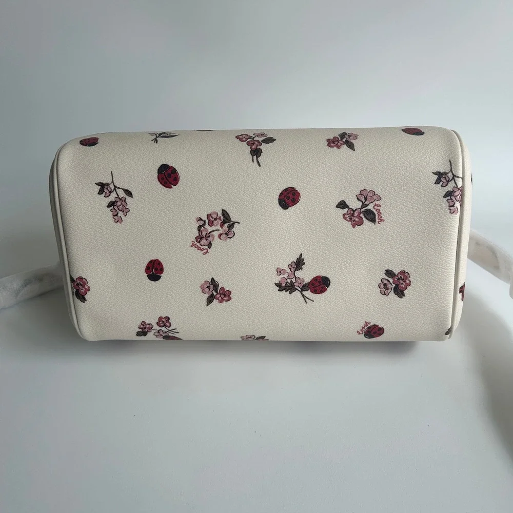 Coach Rowan Satchel Ladybug Floral Print Chalk Multi Canvas Crossbody Bag CU272